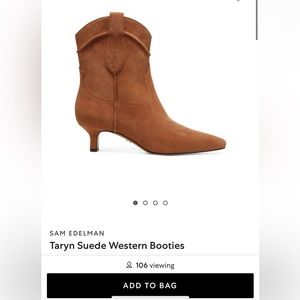 Sam Edelman kitten heel western booties in tan/camel suede. Size 6.5W